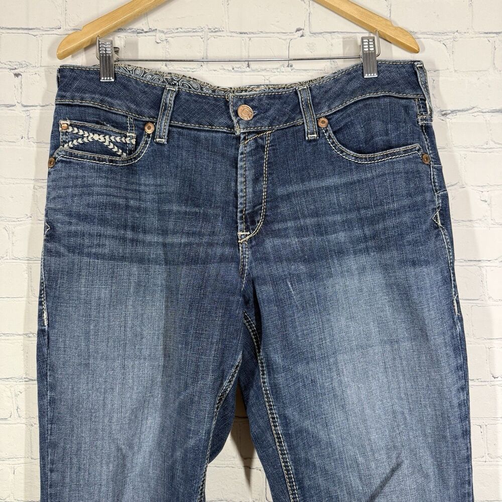 Ariat Real Denim Jeans 33 Blue Western Cowgirl Mid Rise Straight Waistband - Picture 8 of 16